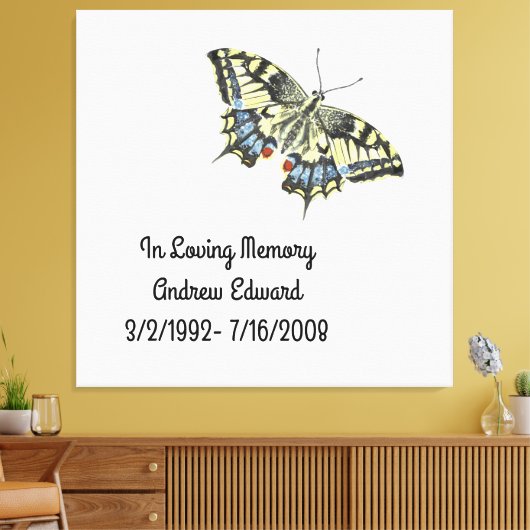 Persoonlijke Vlinder Herdenking Canvas Afdruk (Insitu (Woonkamer))