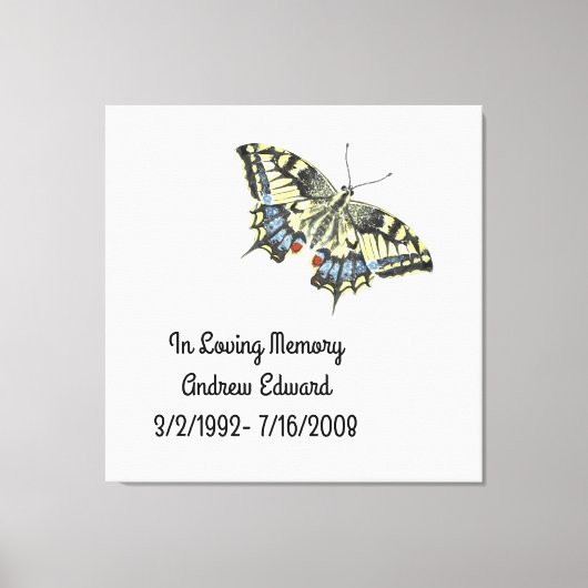 Persoonlijke Vlinder Herdenking Canvas Afdruk (Voorkant)