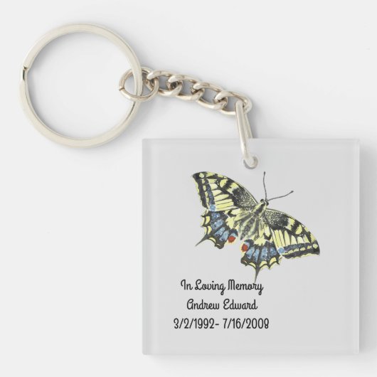 Persoonlijke Vlinder Herdenking Sleutelhanger (voorkant)