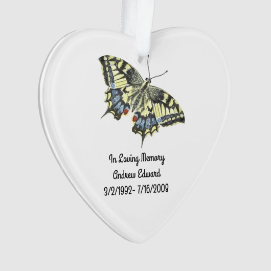 Persoonlijke Vlinder Herdenkingsornament Ornament (voorkant)