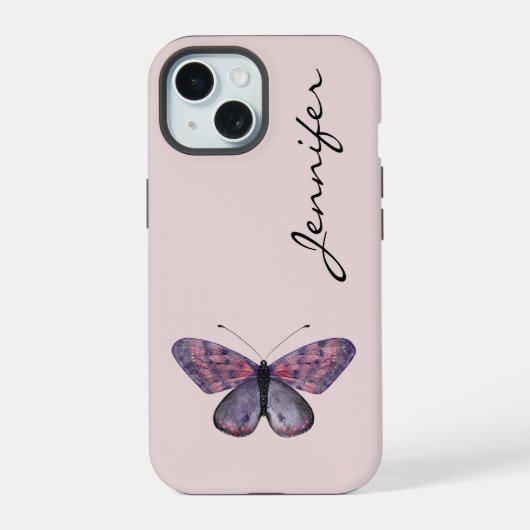 Persoonlijke Vlinder iPhone 15 Hoesje (Achterkant)