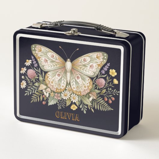 Persoonlijke Vlinder Lunchbox Aangepaste Naam Cade (Voorkant)