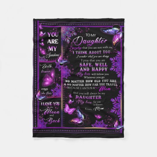 Persoonlijke vlinder naar mijn dochtermandje fleece deken (Voorkant)