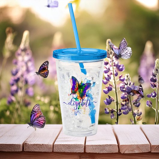 Persoonlijke vlinder spat acryl drinkbeker