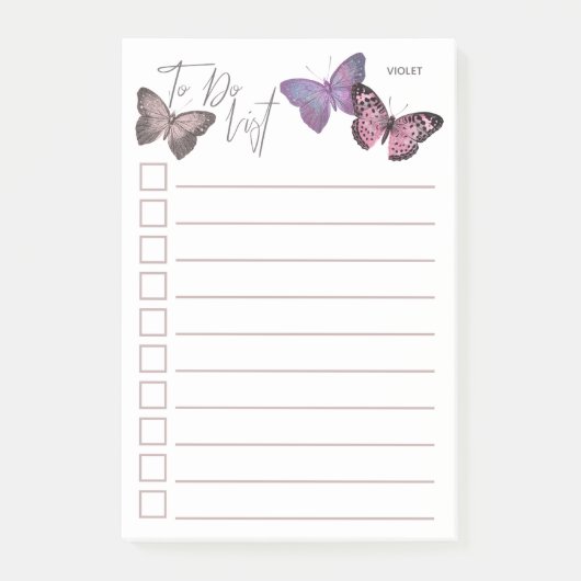 Persoonlijke Vlinder Takenlijst Post-it® Notes (Voorkant)