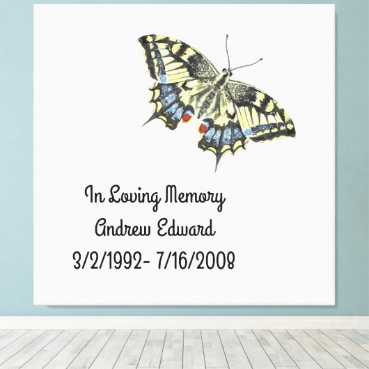 Persoonlijke Vlinderherdenking Canvas Afdruk (Insitu (Houten vloer))