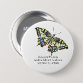 Persoonlijke Vlinderherdenking in Liefdevolle Heri Ronde Button 7,6 Cm (Voorkant /achterkant)