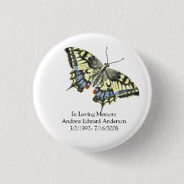 Persoonlijke Vlinderherdenking in Liefdevolle Heri Ronde Button 7,6 Cm