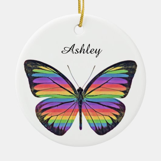 Persoonlijke Vlinderornament Keramisch Ornament (Voorkant)