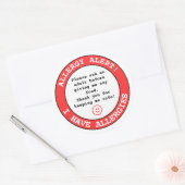 Persoonlijke voedselallergie waarschuwing voor kin ronde sticker (Envelop)