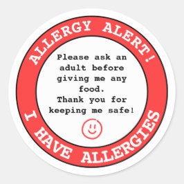 Persoonlijke voedselallergie waarschuwing voor kin ronde sticker