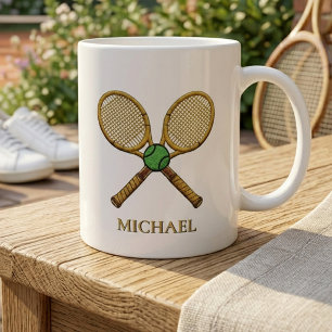 Persoonlijke Voeg Uw Naam Tennisbal Rackets     Koffiemok