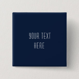 Persoonlijke Voeg uw tekst Navy Blauwe Witte Vierkante Button 5,1 Cm