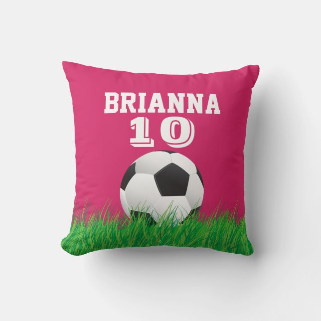 Persoonlijke voetbal bal roze kussen (Voorkant)