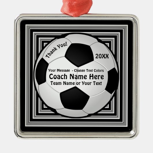 Persoonlijke Voetbal coach cadeaus, Voetbal Orname Metalen Ornament (Voorkant)
