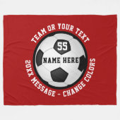 Persoonlijke Voetbal Dekens van Fleece, Rood en Wi (Voorkant (Horizontaal))