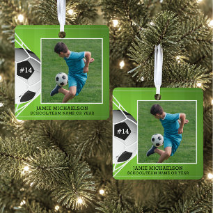 Persoonlijke voetbal foto herinnering metalen ornament