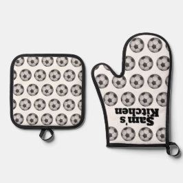 Persoonlijke Voetbal Ovenwant & Pannenlap Set