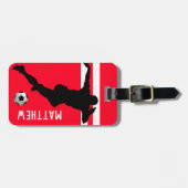 Persoonlijke Voetbal | Rood voetballer Bagagelabel (Voorkant horizontaal)