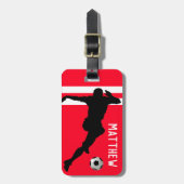 Persoonlijke Voetbal | Rood voetballer Bagagelabel (Voorkant verticaal)