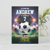 Persoonlijke Voetbal Verjaardag Afdrukbare uitnodi Kaart (Staand voorkant)