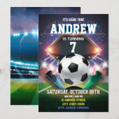 Persoonlijke Voetbal Verjaardag Afdrukbare uitnodi Kaart (Voorkant / Achterkant)