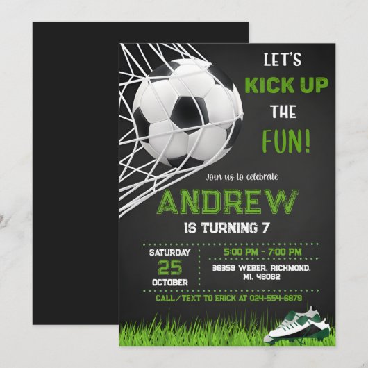 Persoonlijke Voetbal Verjaardag uitnodiging (Voorkant / Achterkant)