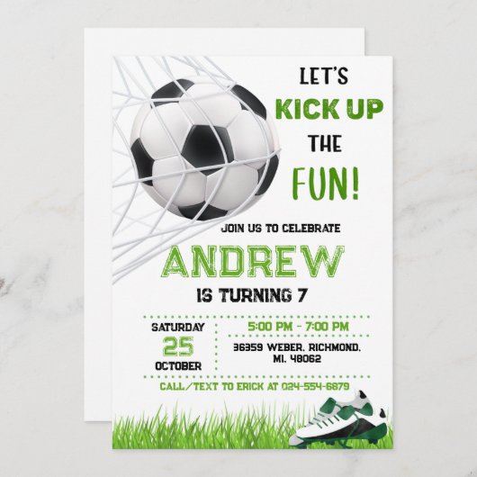 Persoonlijke Voetbal Verjaardag uitnodiging (Voorkant / Achterkant)