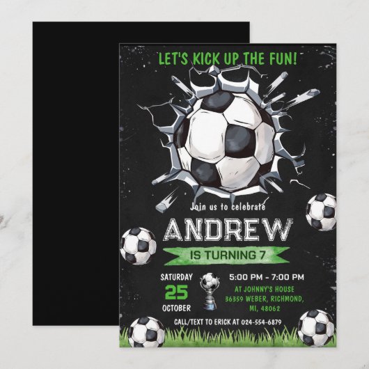 Persoonlijke Voetbal Verjaardag uitnodiging (Voorkant / Achterkant)