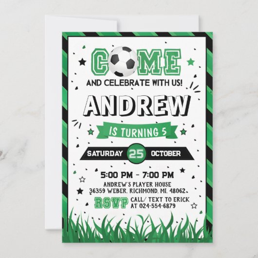 Persoonlijke Voetbal Verjaardag Uitnodiging Feest (Voorkant)