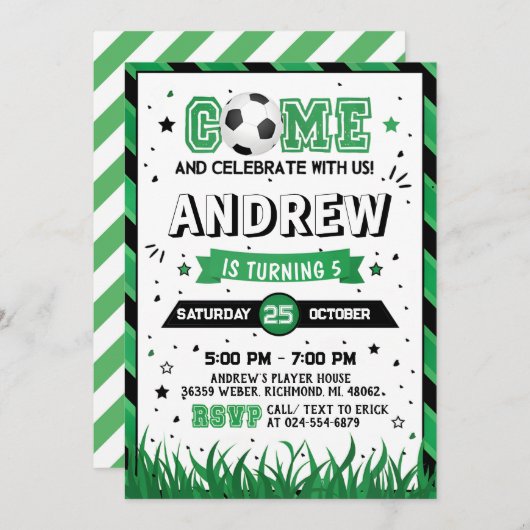 Persoonlijke Voetbal Verjaardag Uitnodiging Feest (Voorkant / Achterkant)