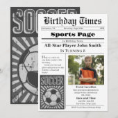 Persoonlijke Voetbal Verjaardag uitnodiging met fo (Voorkant / Achterkant)