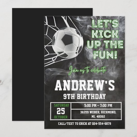 Persoonlijke Voetbal Verjaardag Uitnodiging Sjablo (Voorkant / Achterkant)
