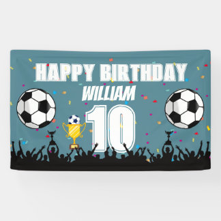 Persoonlijke Voetbal Verjaardagsbanner voor Jongen Spandoek