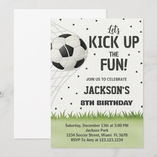 Persoonlijke voetbal verjaardagsuitnodiging kaart (Voorkant / Achterkant)