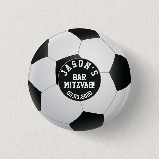 Persoonlijke voetbalbalk Mitzvah Favor Ronde Button 3,2 Cm (Voorkant)