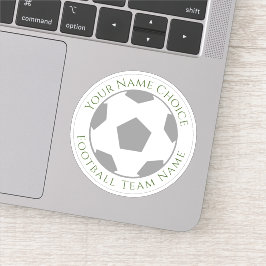 Persoonlijke voetbalfan met sticker van teamnaam