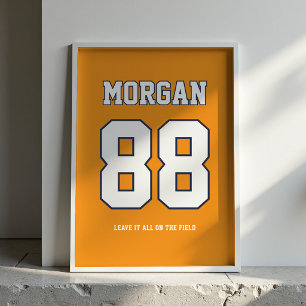 Persoonlijke voetbalshirt naam & nummer poster
