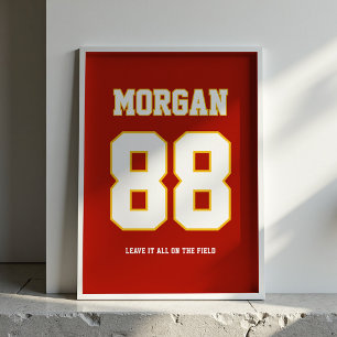 Persoonlijke voetbalshirt naam & nummer poster