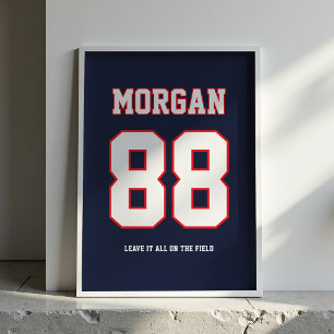 Persoonlijke voetbalshirt naam & nummer poster