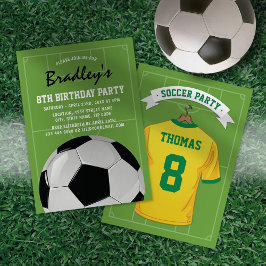 Persoonlijke voetbalshirt verjaardagsfeest uitnodi kaart
