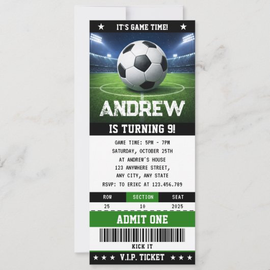 Persoonlijke voetbalwedstrijd ticket verjaardagsui kaart (Voorkant)