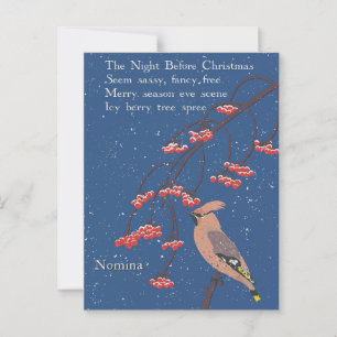 Persoonlijke Vogel Kerstavond Gedicht Illustratie Briefkaart
