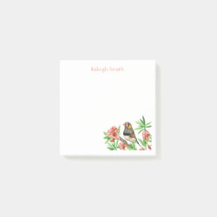 Persoonlijke vogel op roze bloemige Post-it-briefj Post-it® Notes
