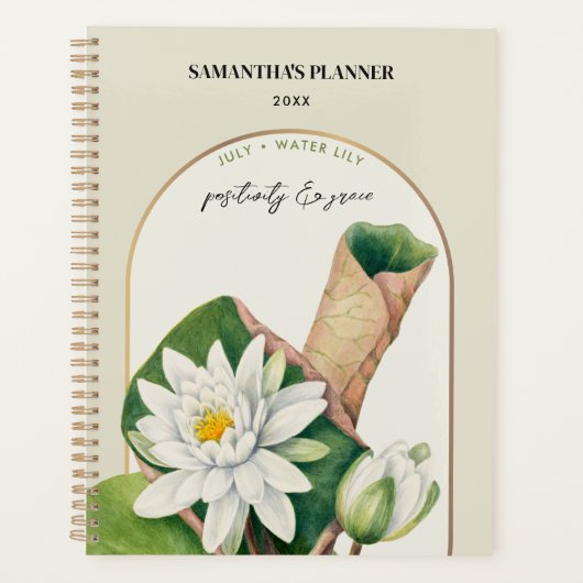 Persoonlijke vogelaanflank Juli Water Lily Planner (Voorkant)