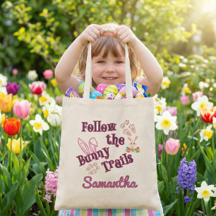 Persoonlijke Volg de Konijnsporen Pasen Tote Bag