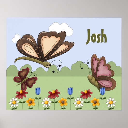Persoonlijke volkskunst vlinder slaapkamer voor ki poster (Voorkant)