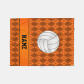 Persoonlijke volleybal oranje argyle fleece deken (Voorkant (Horizontaal))