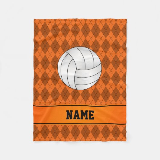 Persoonlijke volleybal oranje argyle fleece deken (Voorkant)