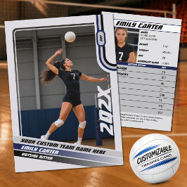 Persoonlijke Volleybal Ruilkaart Blauw Grijs Contactkaartje